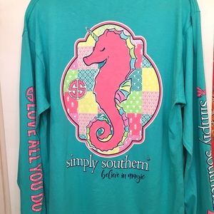 NWT Simply Southern Seahorse Unicorn LS shirt